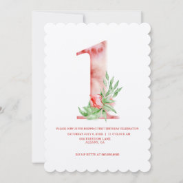 Barn Första födelsedag Blommigt Art Deco Födelseda Inbjudningar