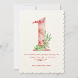 Barn Första födelsedag Blommigt Art Deco Födelseda Inbjudningar