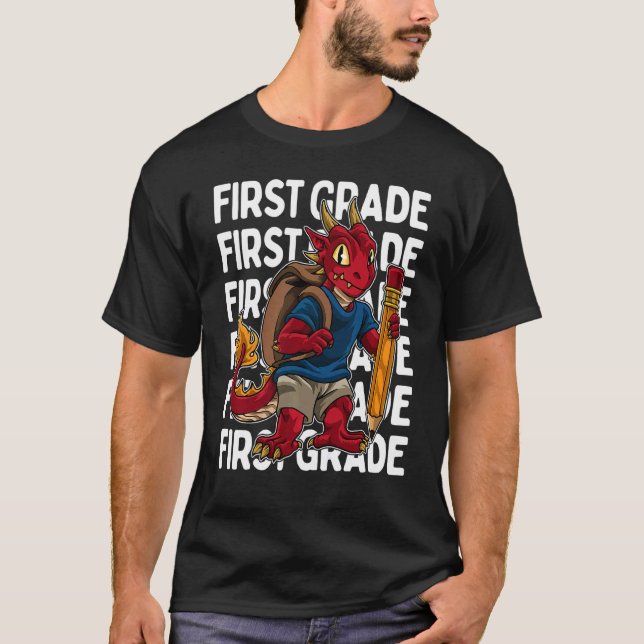 Barn första Klass-draken Kid 1:a dagen skolkoo T Shirt (Framsida)