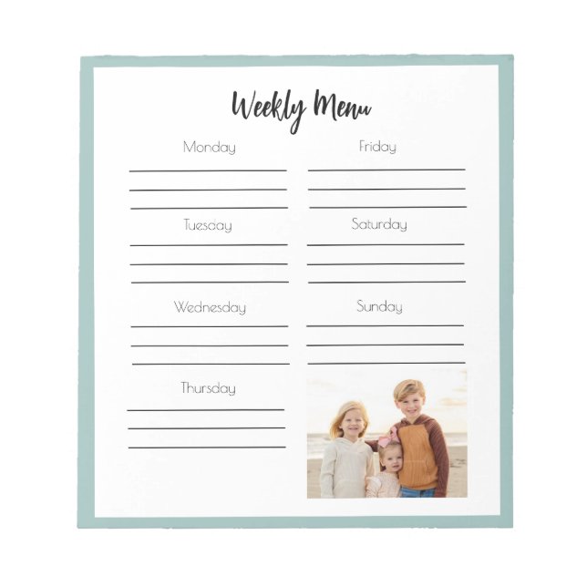 Barn Foto Daily Menu Planner Anteckningsblock (Framsida)