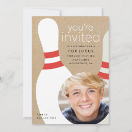 Barn fotobowling födelsedagsfest inbjudningar