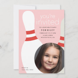 Barn fotobowling födelsedagsfest inbjudningar