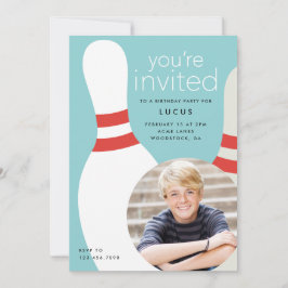 Barn fotobowling födelsedagsfest inbjudningar