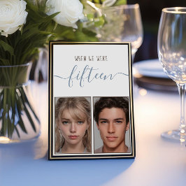 Barn Foton Ålder 15 Dammt Blå Handskrift Bröllop Bordsnummer