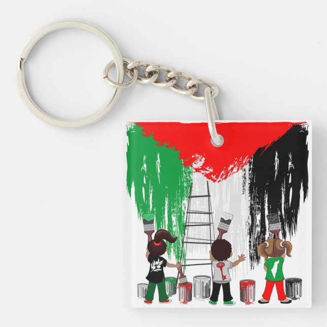 Barn från Gaza målar Palestinas flagga  (Framsidan)