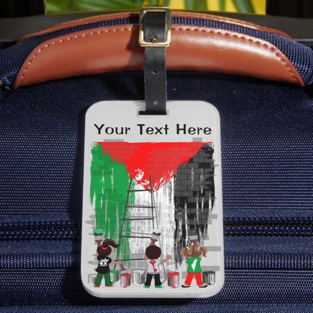Barn från Gaza målar Palestinas flagga  Bagagebricka (Framsida Insitu 2)