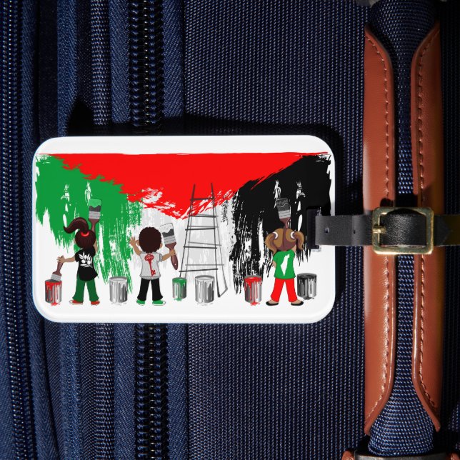 Barn från Gaza målar Palestinas flagga  Bagagebricka (Framsida Insitu 4)