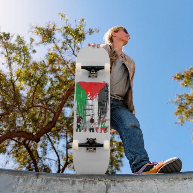 Barn från Gaza målar Palestinas flagga  Mini Skateboard Bräda 18,5 Cm (Utomhus 1)