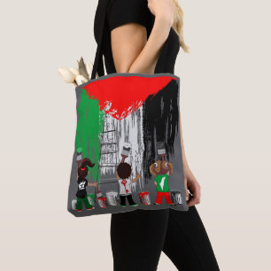 Barn från Gaza målar Palestinas flagga Tygkasse