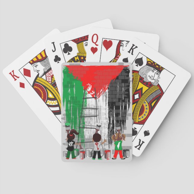 Barn från Gaza målar palestinsk flagga  Casinokort (Baksidan)