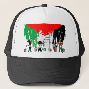 Barn från Gaza målar palestinsk flagga Keps