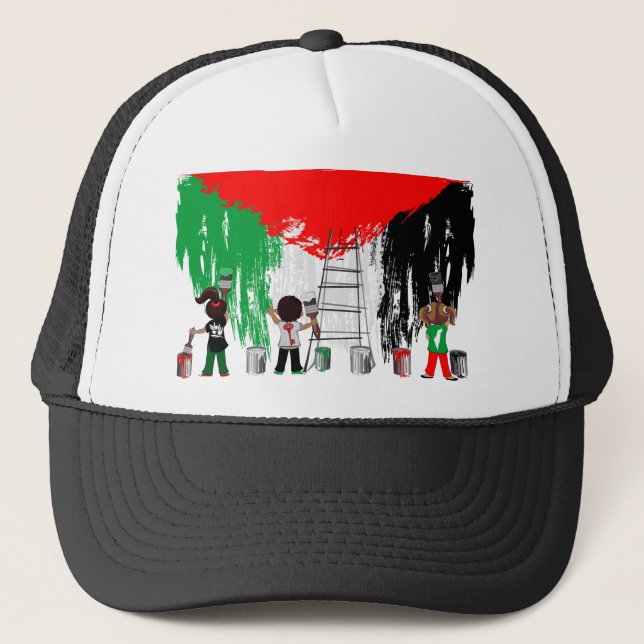 Barn från Gaza målar palestinsk flagga  Keps (Framsida)