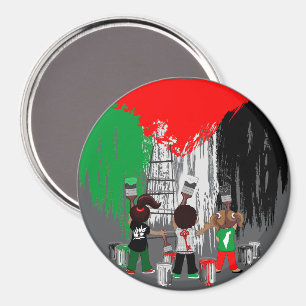 Barn från Gaza målar palestinsk flagga Magnet