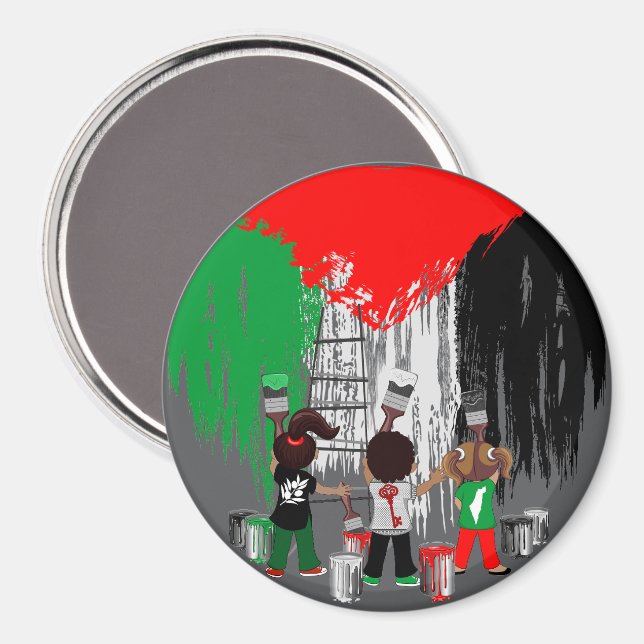 Barn från Gaza målar palestinsk flagga  Magnet (Front/Back)