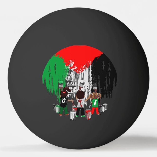 Barn från Gaza målar palestinsk flagga  Pingisboll (Framsidan)