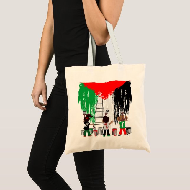Barn från Gaza målar palestinsk flagga  Tygkasse (Framsida (produkt))