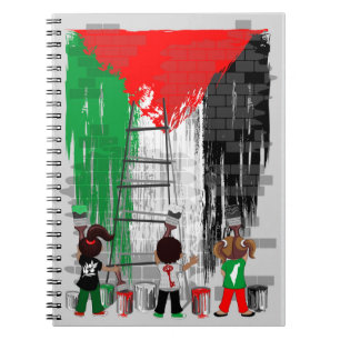 Barn från Gaza målar palestinska flaggan Anteckningsbok