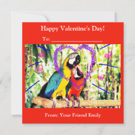 Barn Funky Klassrum Valentine Kärlek Papegojor Julkort