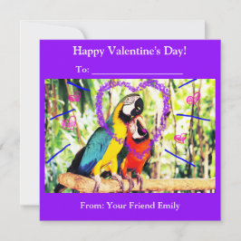 Barn Funky Klassrum Valentine Kärlek Papegojor Julkort