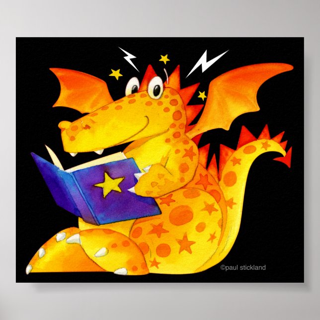 Barn Funny Magic Baby Dragon Art Poster (Framsidan)