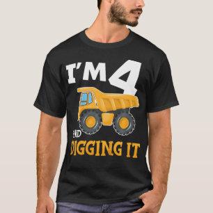 Barn fyra 4 år 4e födelsedagen Byggpojke 4 år T Shirt