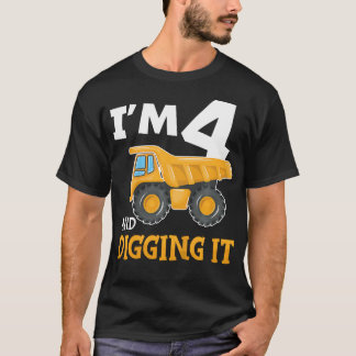 Barn fyra 4 år 4e födelsedagen Byggpojke 4 år T Shirt