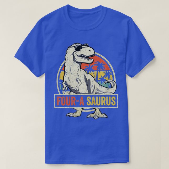 Barn Fyra a Saurus Birthday T Rex 4-åring Dino T Shirt (Design framsida)