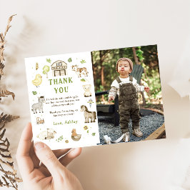 Barn gård tema födelsedagsfoto tackkort tack kort