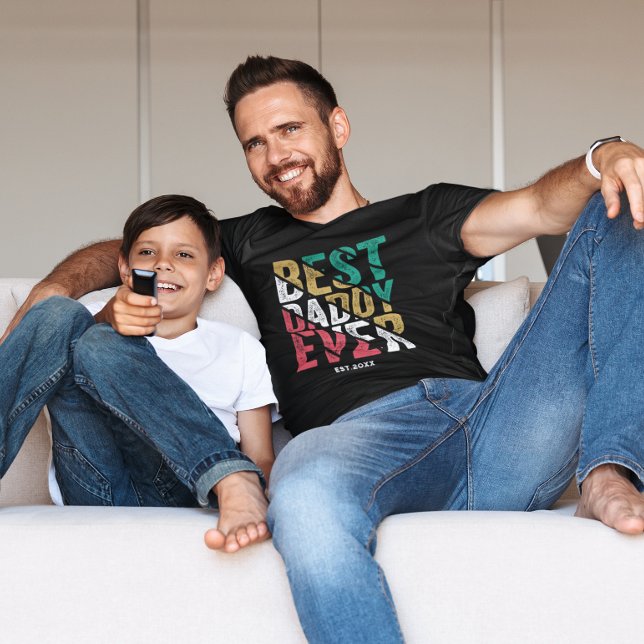 Barn Gift to Far Modern Typography Bästa pappa T Shirt (Skapare uppladdad)