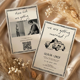 Barn Gifter Sig Foto QR-kod Bröllop Inbjudningar