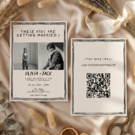 Barn Gifter Sig Foto QR-kod Bröllop Inbjudningar