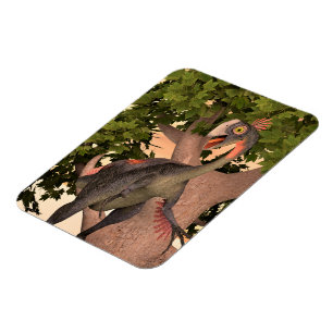 Barn Gigantoraptor Dinosaur Äventyr Konst Magnet
