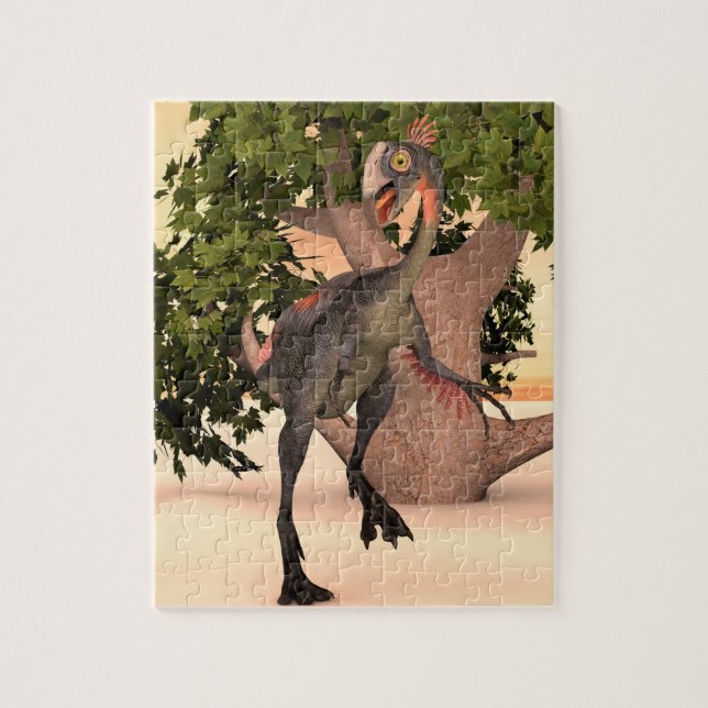 Barn Gigantoraptor Dinosaur Äventyr Konst Pussel (Vertikal)