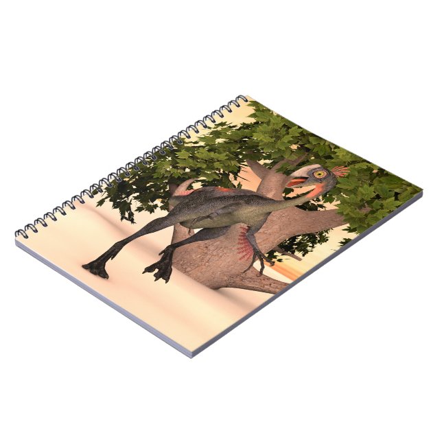 Barn Gigantoraptor Dinosaurie Äventyr Konst Anteckningsbok Med Spiral (Vänstra Sidan)