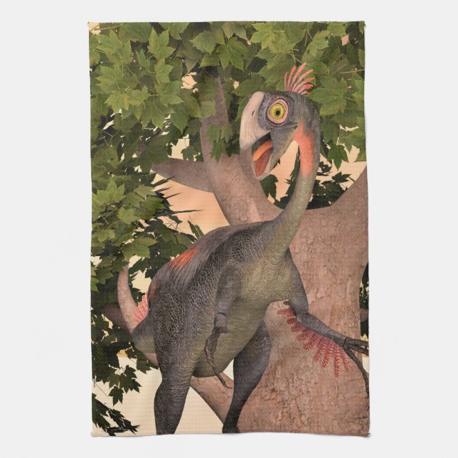 Barn Gigantoraptor Dinosaurie Äventyr Konst Kökshandduk (Vertikal)