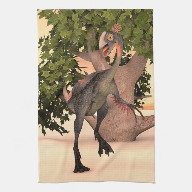 Barn Gigantoraptor Dinosaurie Äventyr Konst Kökshandduk (Vertikal)