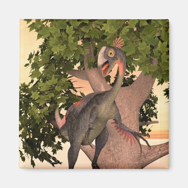 Barn Gigantoraptor Dinosaurie Äventyr Konst Magnet (Framsidan)