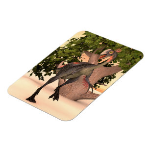 Barn Gigantoraptor Dinosaurie Äventyr Konst Magnet