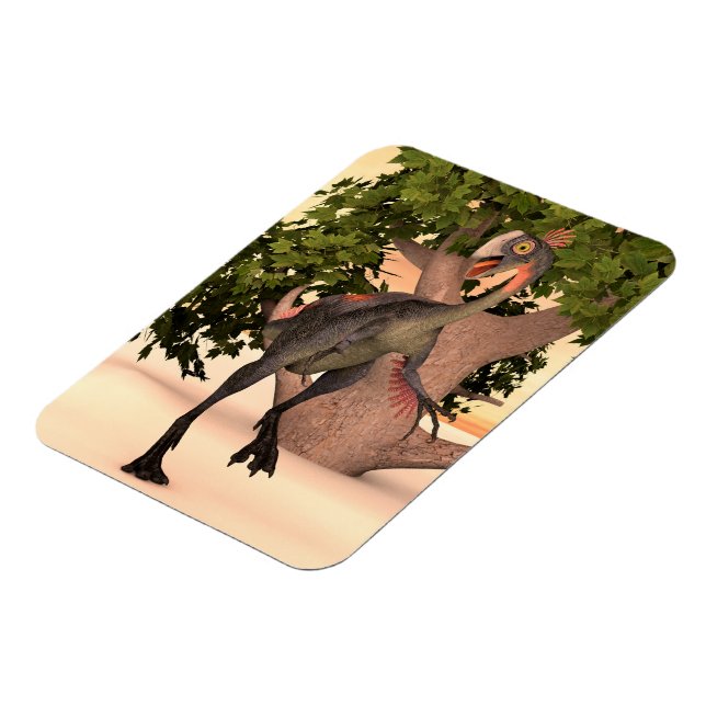 Barn Gigantoraptor Dinosaurie Äventyr Konst Magnet (Vänstra Sidan)