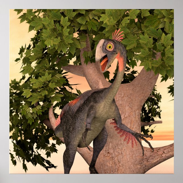 Barn Gigantoraptor Dinosaurie Äventyr Konst Poster (Framsidan)