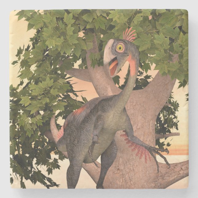 Barn Gigantoraptor Dinosaurie Äventyr Konst Stenunderlägg (Framsidan)