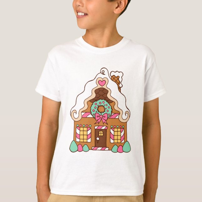 Barn Gingerbröd House T-Shirt (Framsida)