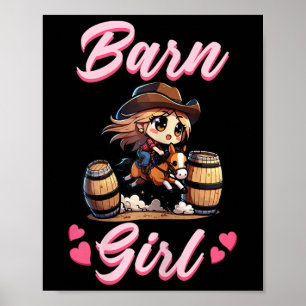 Barn Girl I Equestrian Pony Horse Fläkt Poster