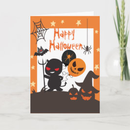 Barn Glad Halloween Orange Svart Kort