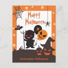 Barn Glad Halloween Orange Svart Postkort Vykort