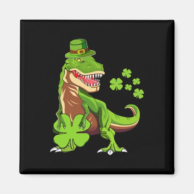 Barn Glad St Pat Trex Dag Dino St Patricks Dag Bo Magnet (Framsidan)