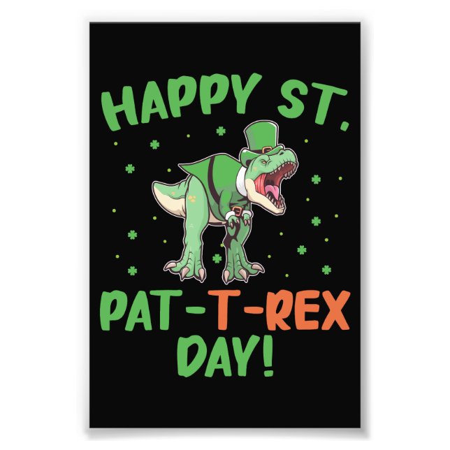 Barn Glad St Pat Trex Dag Dino St Patricks Dag  Fototryck (Framsidan)