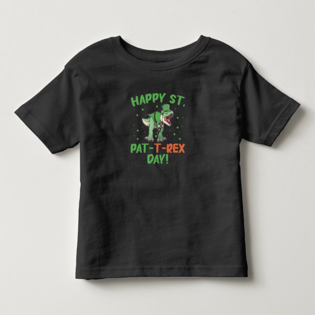 Barn Glada St Pat Trex Dag Dino St Patricks Dag  T Shirt (Framsida)