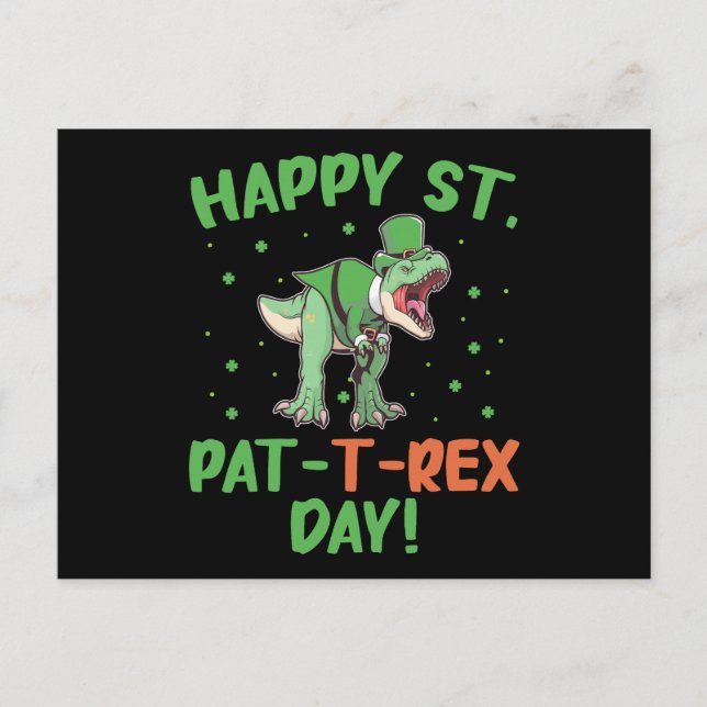 Barn Glada St Pat Trex Dag Dino St Patricks Day  Vykort (Framsida)