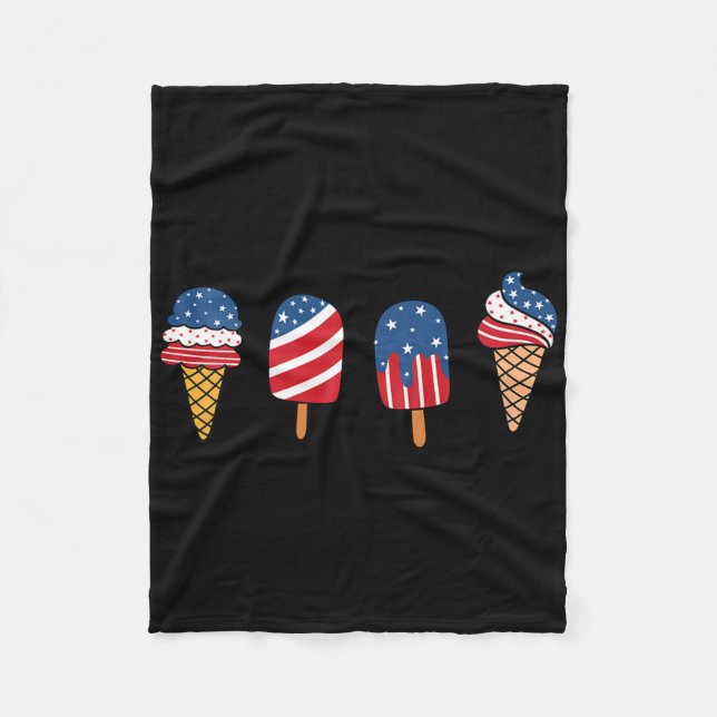 Barn Glass 4 Juli Coolt Efterrätt Patriotiskt  Fleecefilt (Framsidan)